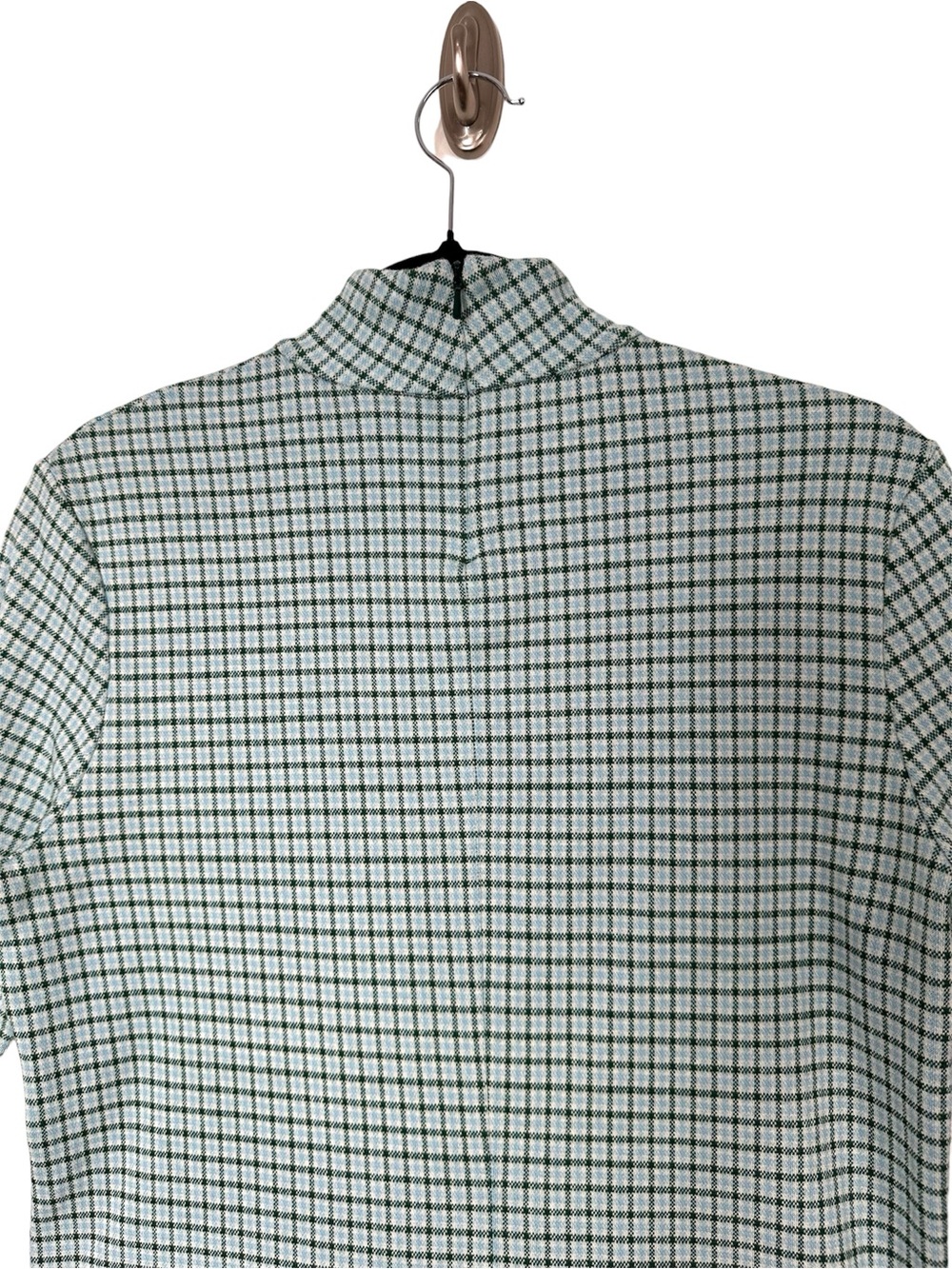 Lacoste Preppy Plaid Mock Neck Top Collegiate Retro Quiet Luxury Classic Career - Picture 9 of 10
